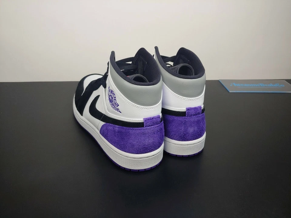 Nike Air Jordan 1 Retro Mid SE Court Púrpura Blanco Negro 852542-105 Hombres Talla Foto 2 de 4