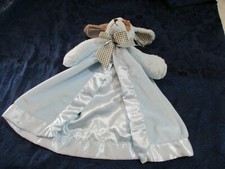 Bearington BABY COLLECTION Dog Bow SECURITY BLANKET LOVEY Plush BROWN BLUE toy