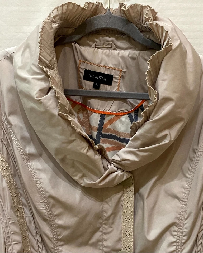 VLASTA Womens Gray Lace Embroidered Button Front Belted Rain Coat Jt  2XL / 52 - Image 3 of 4