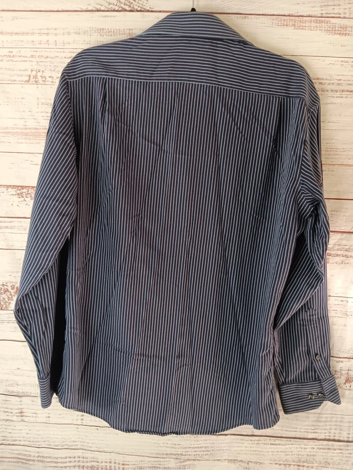 Camisa Claiborne 15 HIERRO 100% Algodón Calce Ajustado Botones Rayas 15 Foto 2 de 4