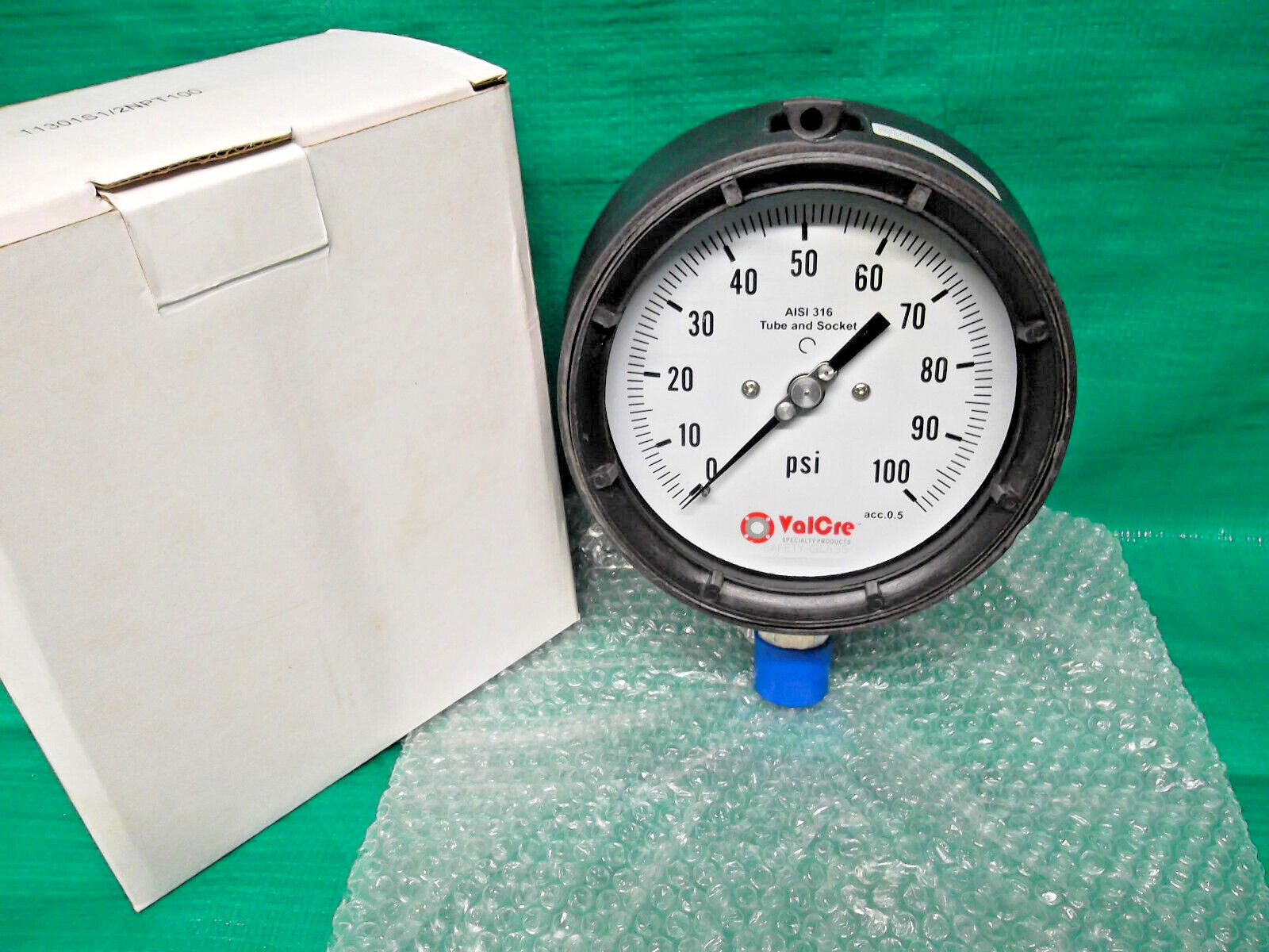 Process Pressure Gauge 4-1/2" Face 100 PSI 1/2" NPT Phenolic w/Stainless Lower