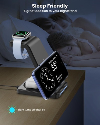 3 in 1 Wireless Charging Station for iPhone, Apple Watch,Airpods With QC Adapter - 第 4/6 張圖片