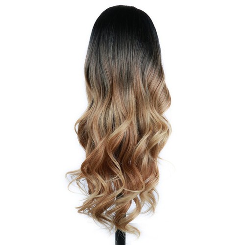 US 1-2 Pack 23" Golden Brown to Gold Ombre Long Curly Blonde Wig Synthetic Hair - Picture 8 of 15