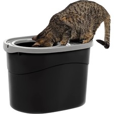 IRIS USA Large Top Entry Litter Box Enclosed Black Gray Cat Pan Dog-Pro