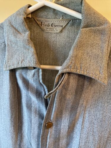 CLASSIC HIP! MCM 1960 VINTAGE 2 Tone HERB GERRY CALIFORNIA Bowling Party Shirt - Picture 3 of 9