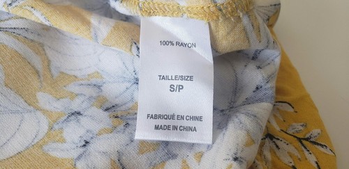 Trovare Women's Yellow & White Floral Casual Dress 3/4 Sleeve Size S 100% Rayon - Imagen 6 de 7