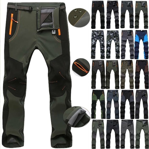 Warm Fleece Lined Cargo Pants Hiking 