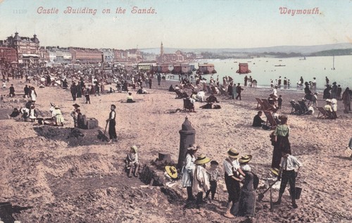 Standard size printed postcard Castle Building Sand Beach Weymouth