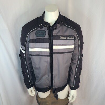 Harley Davidson Switchback Defender Jacket sz XL Black Gray AS-IS Missing Zipper