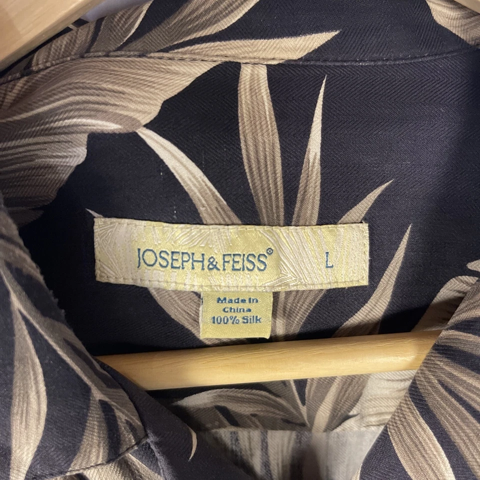 Camisa de campamento vintage Joseph & Feiss grande gris carbón cuello lazo hawaiana Foto 4 de 4