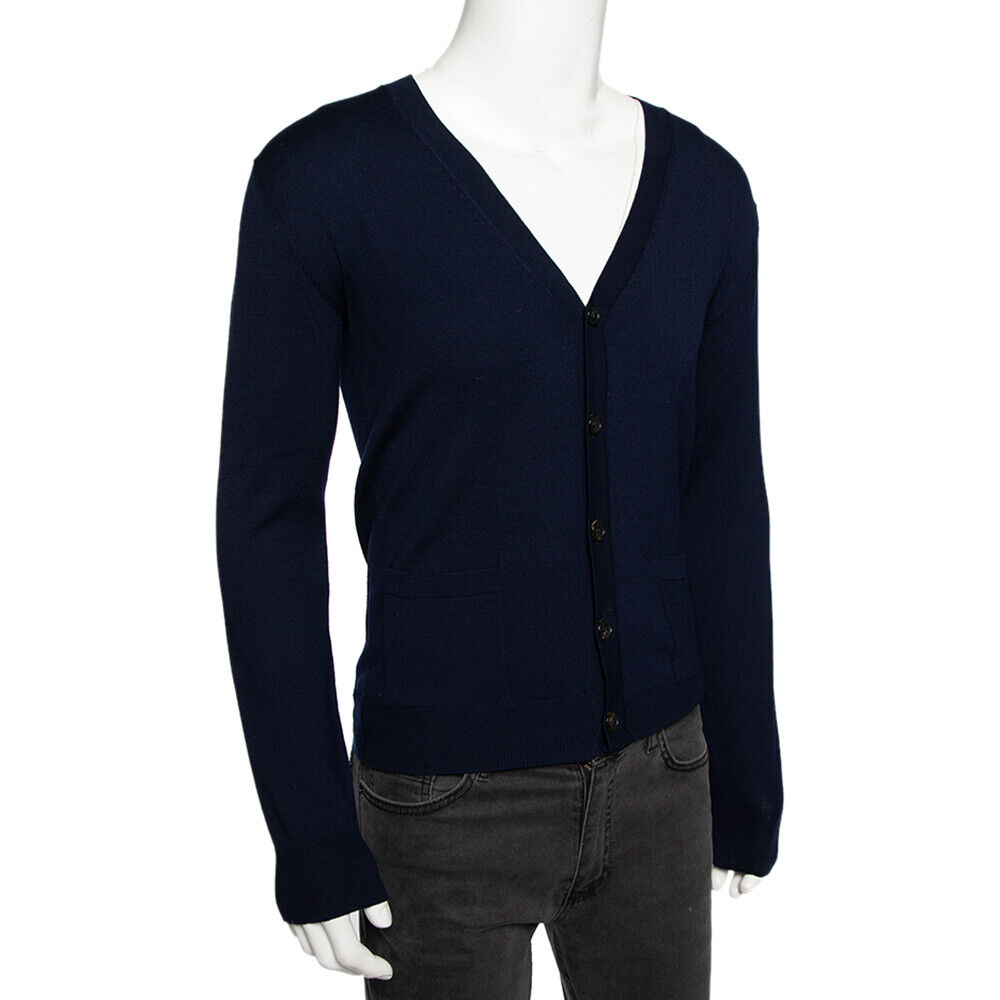 Roberto Cavalli Navy Blue Knit Pocketed Button Fr… - image 2