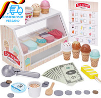 Eisdiele Kinder Holz, KinderküChe ZubehöR Ab 3 Jahre, Holzspielzeug SpielküChe Z