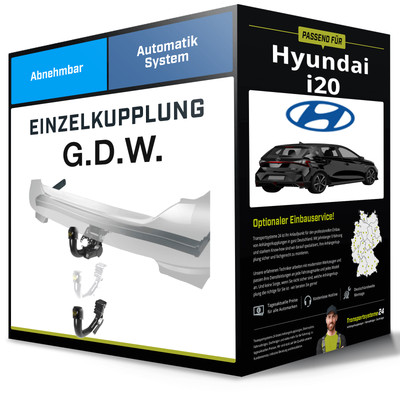 Abnehmbare Anhängerkupplung für HYUNDAI i20 08.2020-jetzt Typ BC3/BI3 G.D.W. NEU