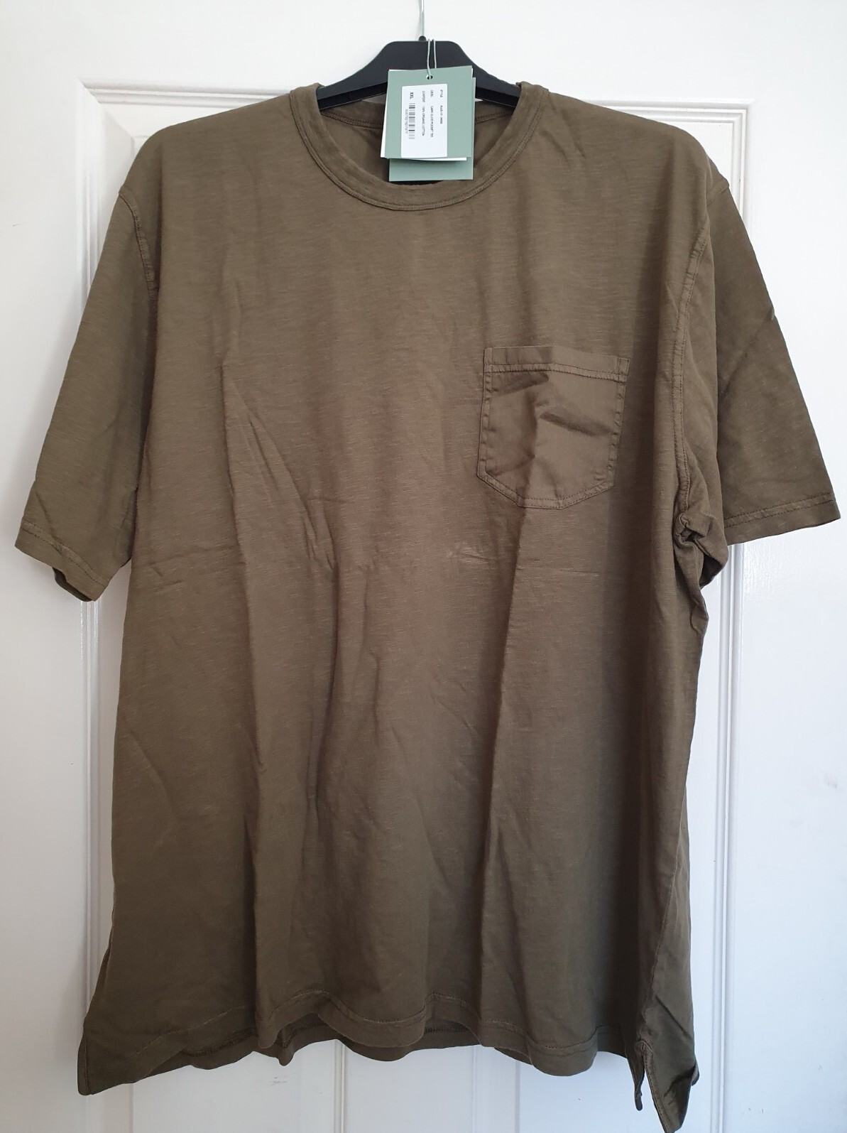 T shirt girocollo Richard James Saville Fila oliva scuro tasca 100% cotone biologico
