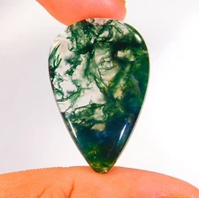 20 Cts Natural Green Moss Agate Pear Cabochon Loose Gemstone 32x20x4 mm CG=079