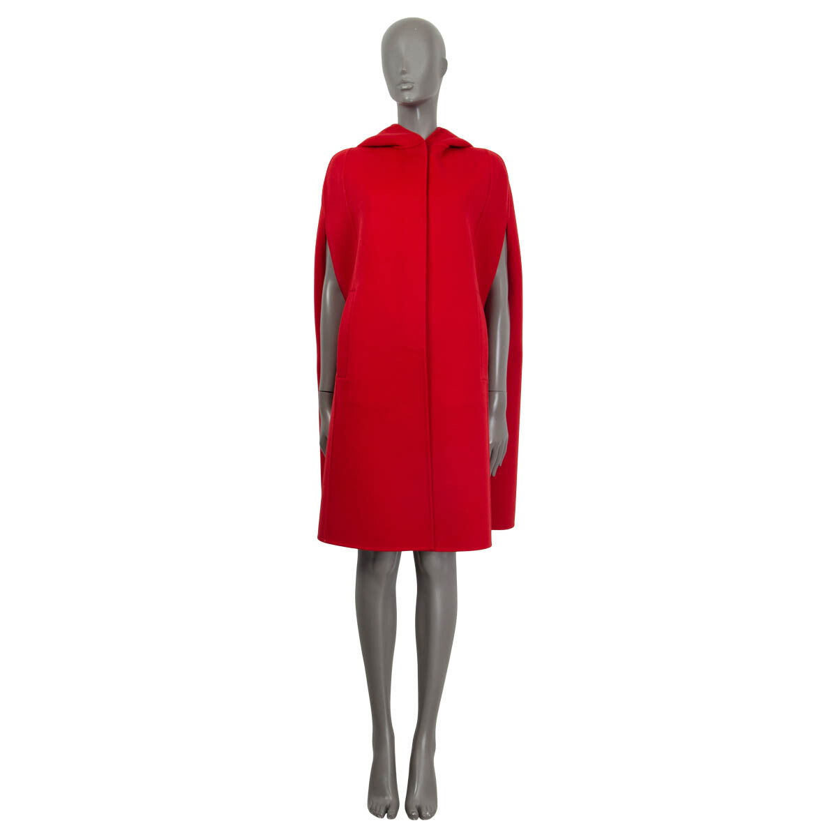 65876 auth CHRISTIAN DIOR red wool 2021 DOUBLE FACE HOODED Cape Jacket 38 S image 4