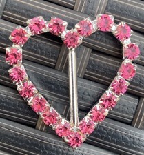 Rhinestone Pink Heart Belt Buckle And Ribbon Slider Invitation Wedding Crystal
