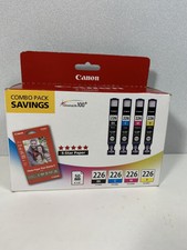 Canon CLI-226 Black Cyan Magenta Yellow Combo Pack Ink Cartridges with 50 Papers