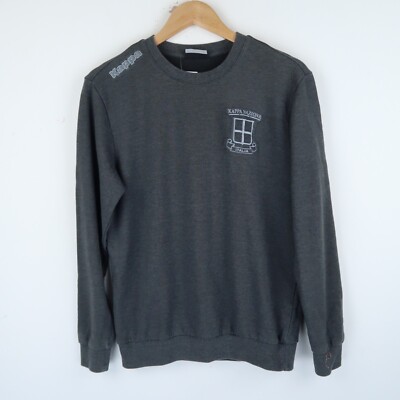 KAPPA Vintage Sweatshirt mit Rundhalsausschnitt Grau Brustlogo Gr. Medium (G7488)