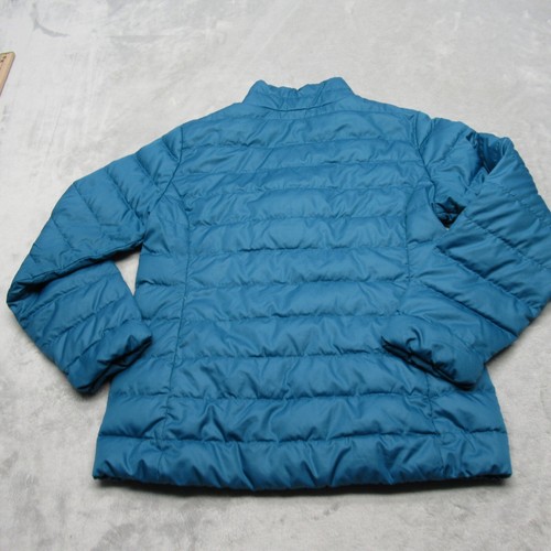 REI Co-op Down Jacket Youth Medium Teal Pockets Full Zip Quilted Puffer READ - Picture 3 of 21