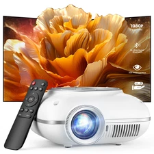Projector 4K 1080P Supported, Mini Projector for Bedroom/Dorm, Portable Bluetoot