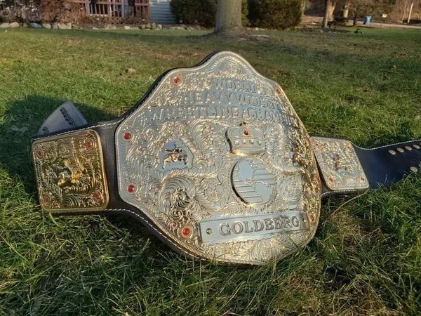 Réplica de cinturón de título de campeonato de peso pesado WCW Big Gold placas de latón tamaño adulto Foto 3 de 4