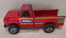 Vintage Tonka Pressed Steel Red Pickup Truck #11062 1980s Yellow Blue Stripes
