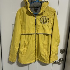 Yellow Windbreaker Jacket Hooded Lightweight Rain Coat Reflective Size S