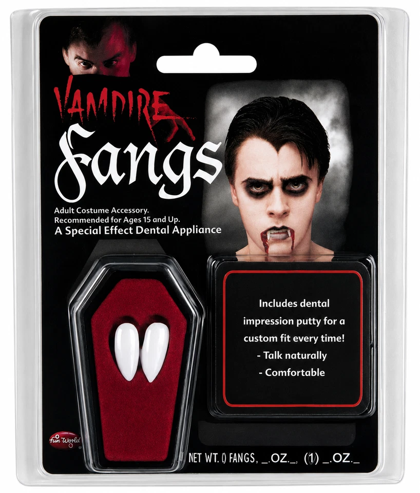 Vampiro Drácula Colmillos Vestido Elegante Dientes Sangre Falsa Halloween Horror Maquillaje FX - Imagen 1 de 1