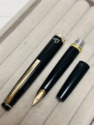 Pilot Elite Short Black Fountain Pen 18K-750 EF Nib Vintage Rare