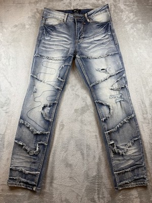 Encrypted Jeans Men's Size 30 Distressed Sand Blasted Ripped Denim New