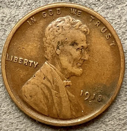 1918-D  Lincoln Wheat Cent - [F] Fine - Better Grade ~ B532