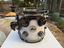 DW Collectors White Glass 8x8 Tom Drum!!! Maple /  Mahogany Shell