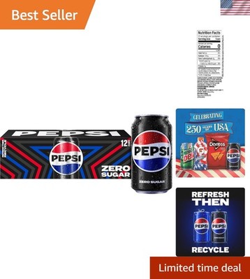 Pepsi Zero Sugar Cola, 144 Fl Oz Total - 12 Cans of Sugar-Free Refreshment