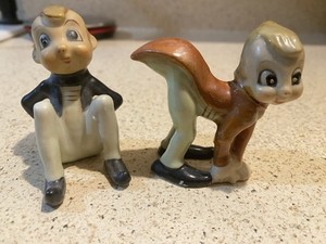 Vintage 1950’s Anthropomorphic Pixie Elf Jiminy Cricket Bugs Set of 2 Japan