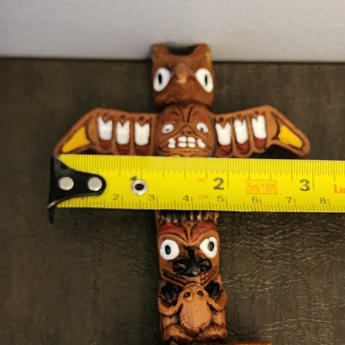 Pair of NATIVE RESIN TOTEM POLES 1-Alaska Eagle 2.5" 1-Edmund J Wolf Animal 4.5" - Picture 17 of 18