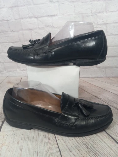 Mens 11 M Cole Haan NikeAir Black Leather Tassel Casual Slip On Shoes C06587