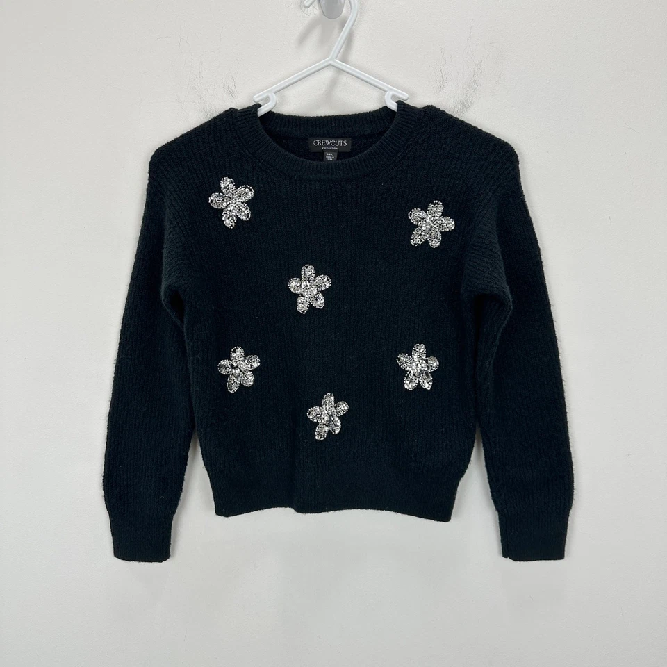 J.Crew Crewcuts Girls Collection Flower Embellished Crewneck Sweater Small 6-7 - Image 3 of 4