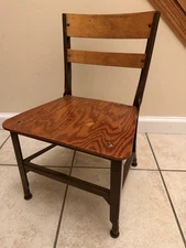 Childs Toledo Metal Furniture Co Industrial MCM SchoolChair Metal Wood