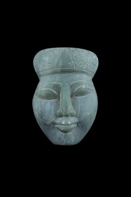 Rare Ancient Egyptian Royal Head Sculpture in Sacred Green Stone BC