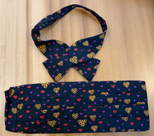 Vintage Nicole Miller Bow Tie Cummerbund Set - Hearts - novelty