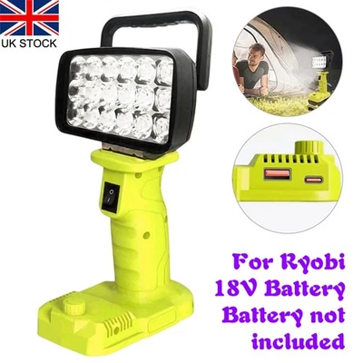 For Ryobi 18V Battery LED Work Light Camping Lamp Outdoor Spotlight Torch 3inch