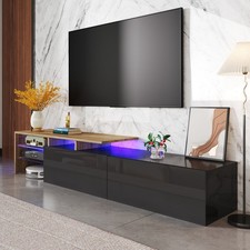 TV Unit Modern Living Room Cabinet Media Stand Furntiure RGB LED Light Black