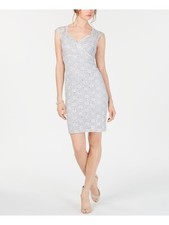 CONNECTED APPAREL Womens Silver Sleeveless Above The Knee Body Con Dress 6