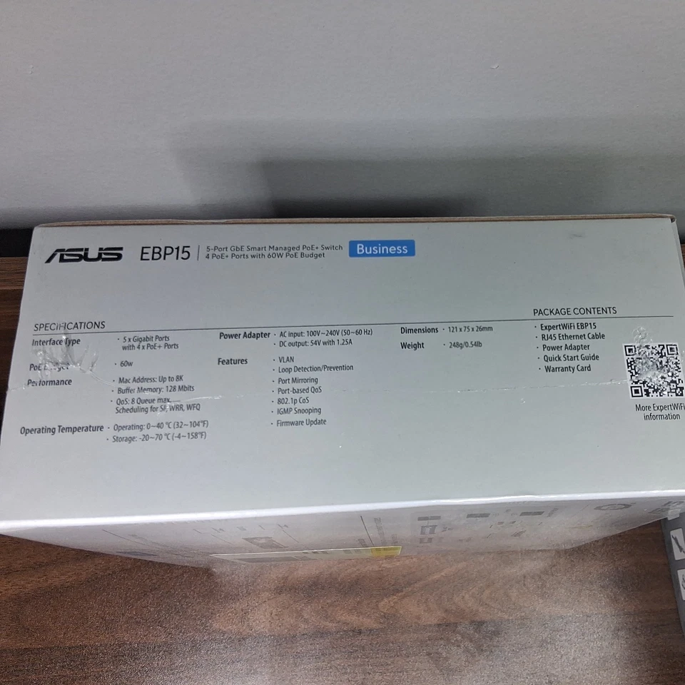 ASUS - ExpertWiFi EBP15 5-Port Gigabit Smart Managed PoE+ Ethernet Switch - W... - Image 3 of 3