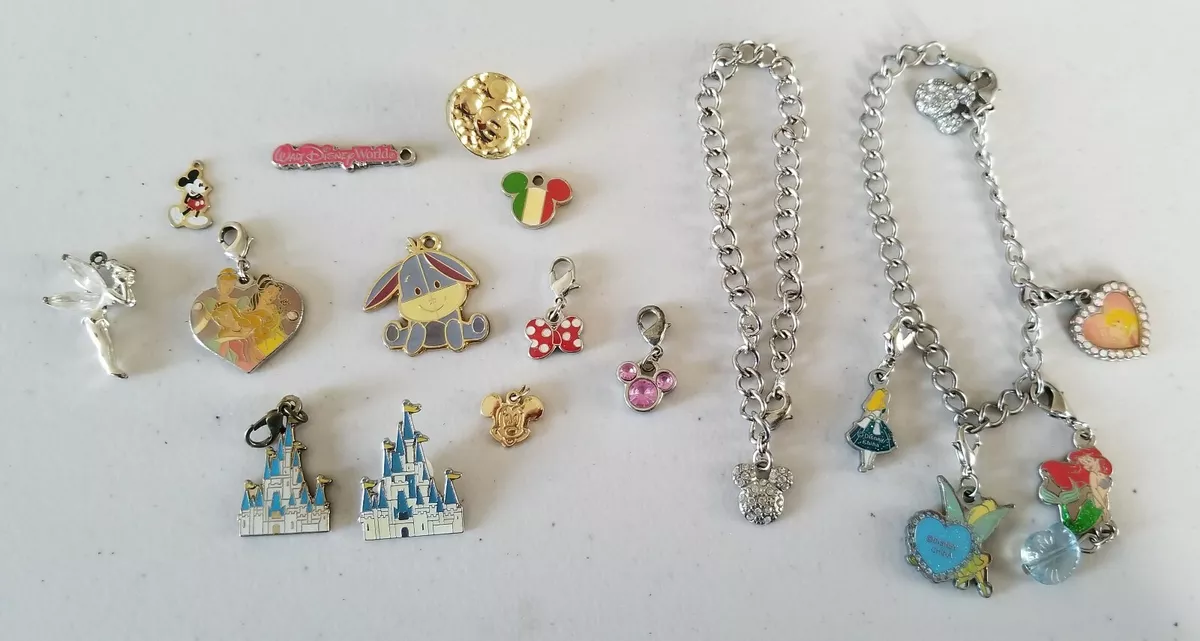 Napier Disney Gold Tone Mickey and Minnie Mouse Locket Charm Bracelet