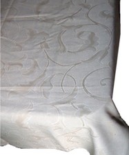 Assorted Size Polyester Fabric Jacquard Tablecloth Scroll Beige Color Very Thick