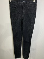Paige Women's Jeans Size 26 Hoxton Ultra Skinny Ankle Black Shimmer Leopard