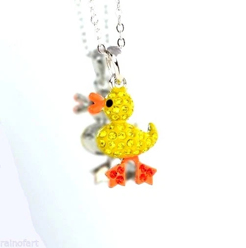 W Swarovski Cristal Amarillo Pato Ganso Hermoso Colgante Collar Cadena Cable Foto 2 de 2