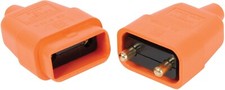2 Pin In Line Coupler Heavy Duty Rubber 10 Amp Connector Orange Cord Grips